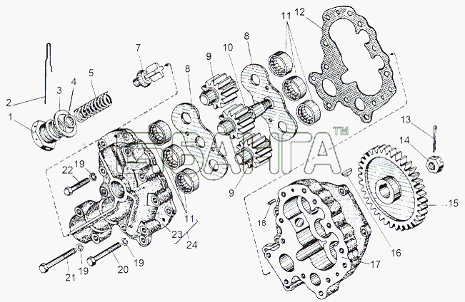 МАЗ МАЗ-543 (7310) Схема Откачивающий насос 535А-1509210-Б1-112