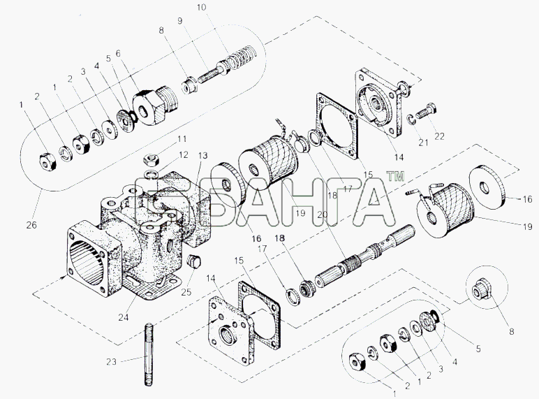 МАЗ МАЗ-543 (7310) Схема Механизм блокировки 535А-1512320-31-100