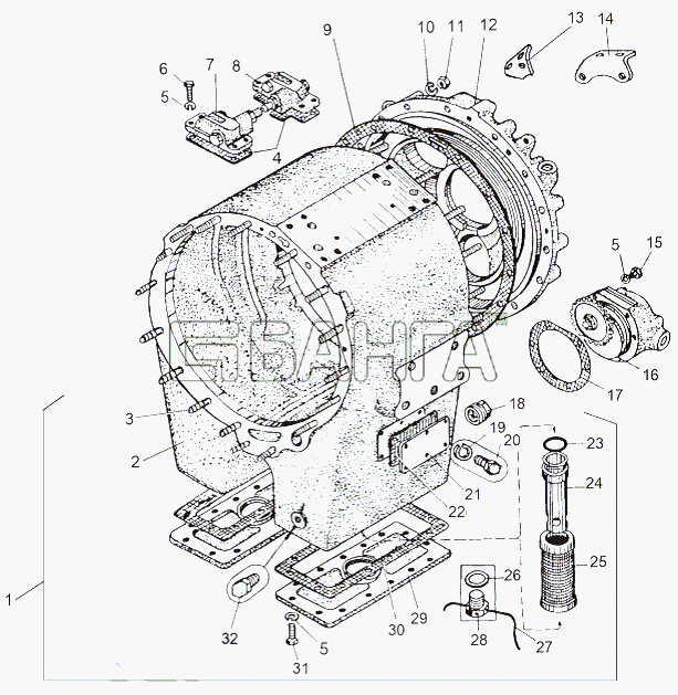 МАЗ МАЗ-543 (7310) Схема Картер планетарной коробки передач-103