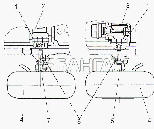 МАЗ МАЗ-543 (7310) Схема Привод передних колес 543-2300005-159