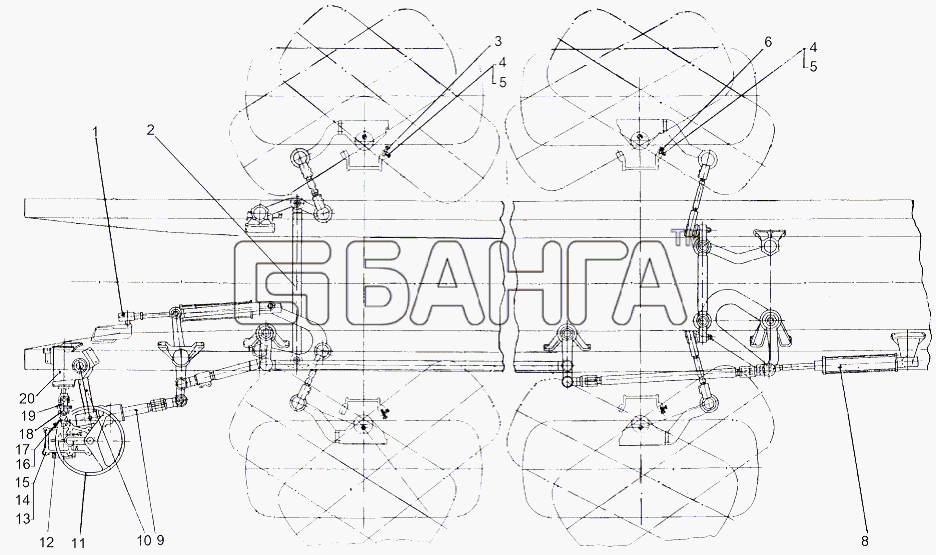 МАЗ МАЗ-543 (7310) Схема Установка рулевого управления banga.ua