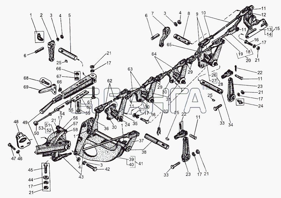 МАЗ МАЗ-543 (7310) Схема Привод стояночного тормоза-250 banga.ua