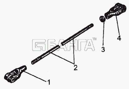 МАЗ МАЗ-543 (7310) Схема Тяга привода малaя вторая 543-3508156-253