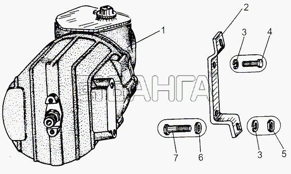 МАЗ МАЗ-543 (7310) Схема Установка главного тормозного цилиндра-226