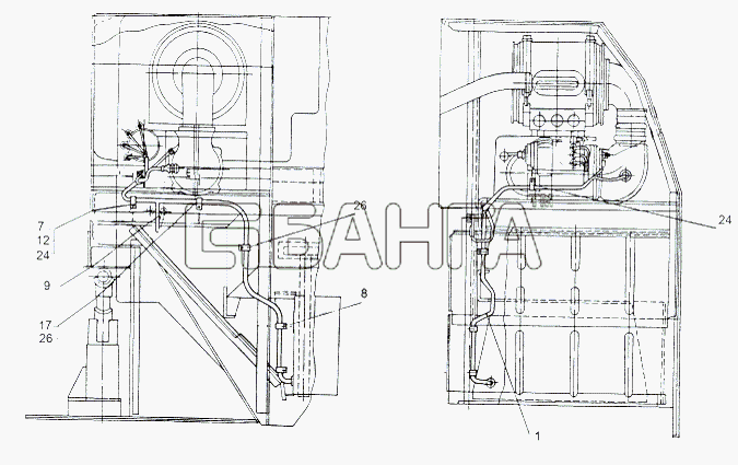 МАЗ МАЗ-543 (7310) Схема Монтаж электрооборудования ФВУ-278 banga.ua