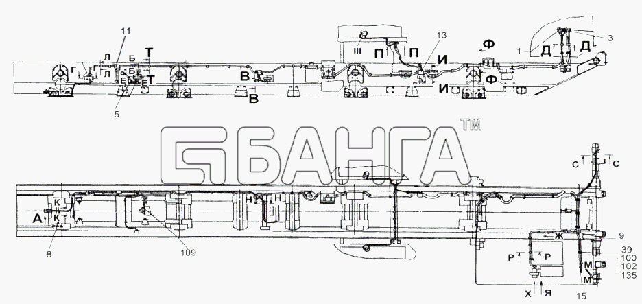 МАЗ МАЗ-543 (7310) Схема Монтаж проводов по шасси. Установка внешней