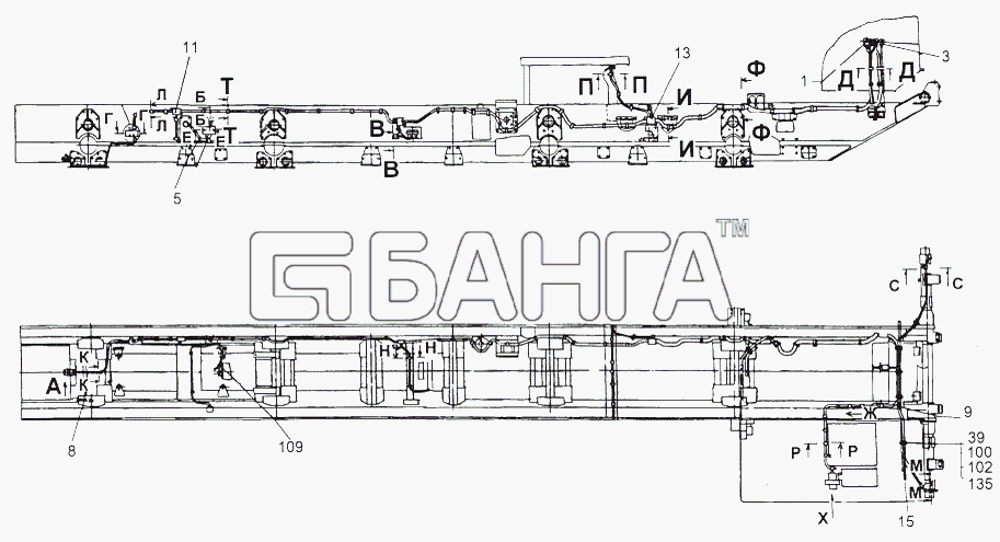 МАЗ МАЗ-543 (7310) Схема Монтаж проводов по шасси. Установка внешней