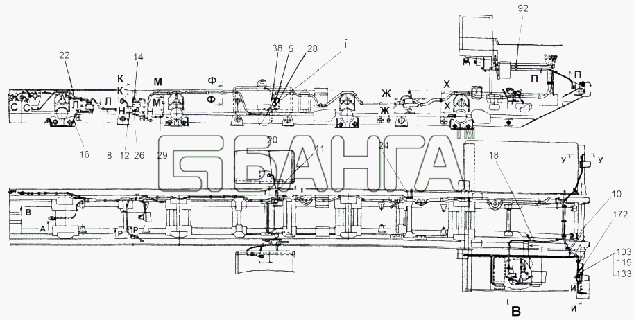 МАЗ МАЗ-543 (7310) Схема Монтаж проводов по шасси-269 banga.ua