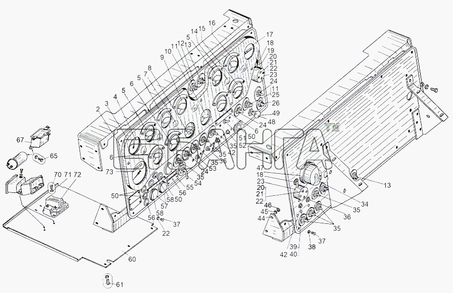 МАЗ МАЗ-543 (7310) Схема Панель приборов левая и правая-289 banga.ua