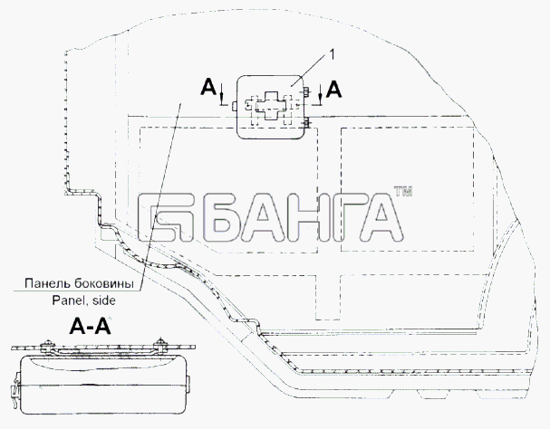 МАЗ МАЗ-543 (7310) Схема Установка аптечки в правой кабине banga.ua