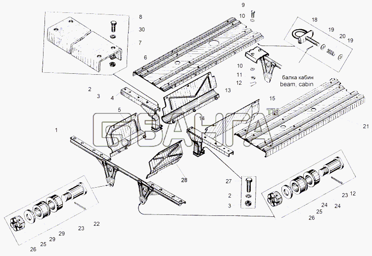 МАЗ МАЗ-543 (7310) Схема Установка крыльев задних 543-8400005-35