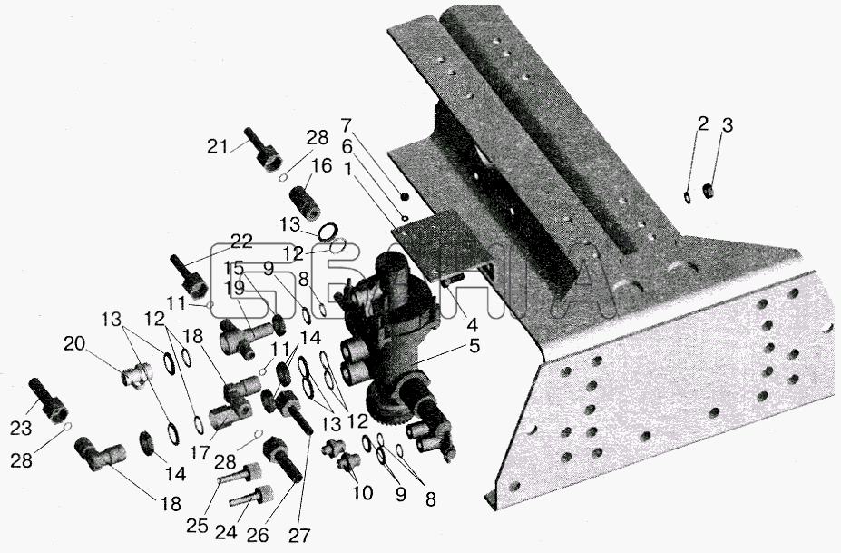 МАЗ МАЗ-5432 Схема Регулятор тормозных сил с присоединительной