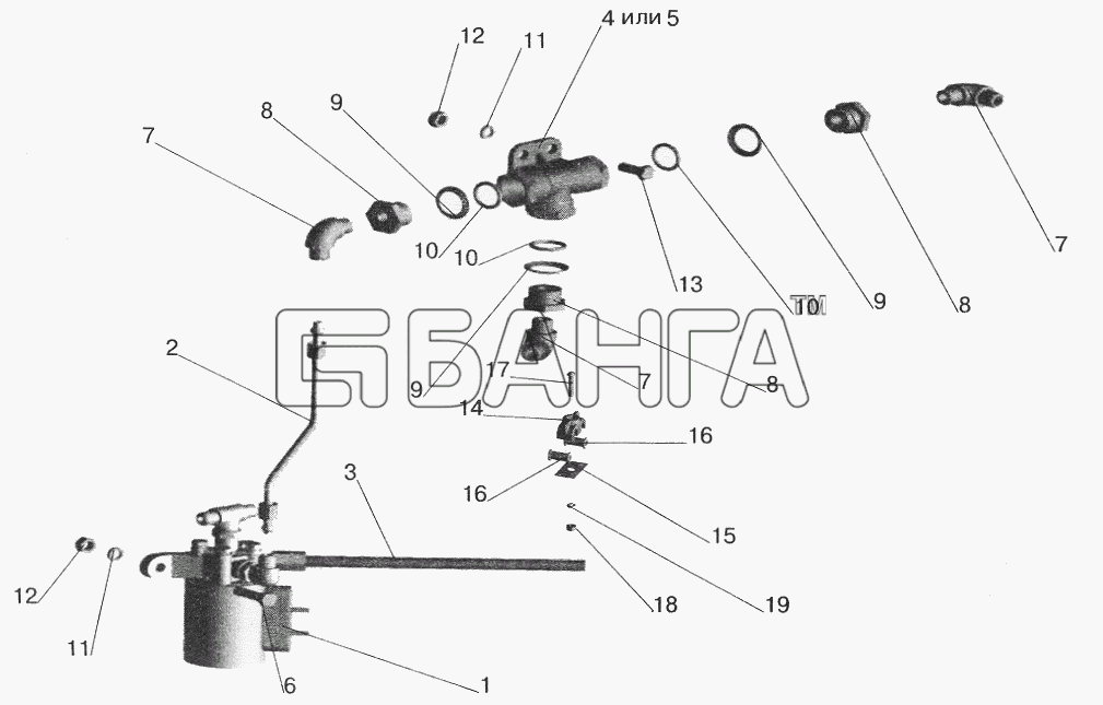 МАЗ МАЗ-5432 Схема Привод выключения двигателя противоугонным banga.ua