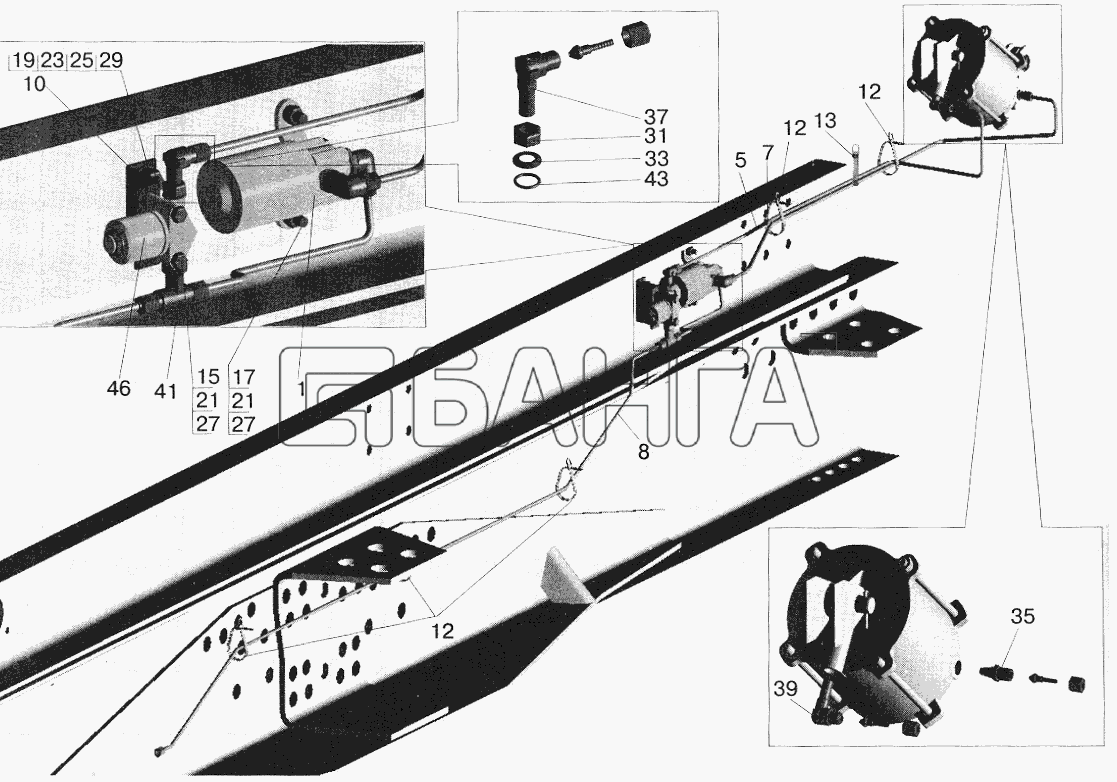 МАЗ МАЗ-5432 Схема Установка механизмов запора борта banga.ua