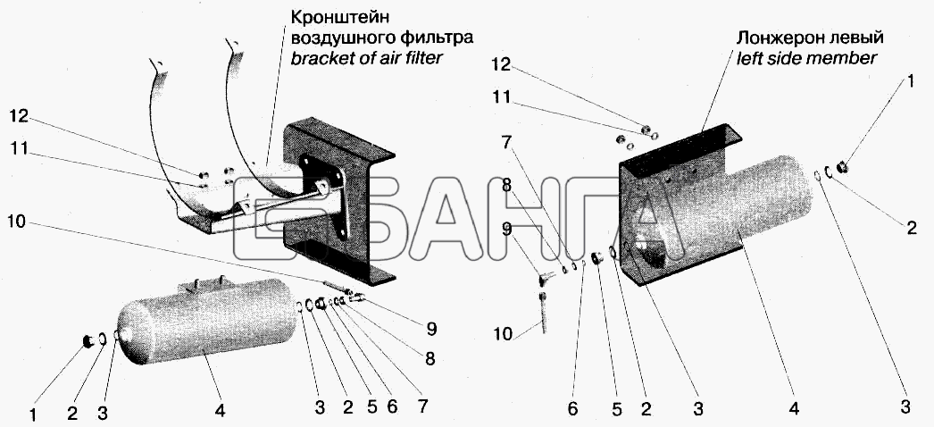 МАЗ МАЗ-543202 Схема Ресивер регенерации-224 banga.ua