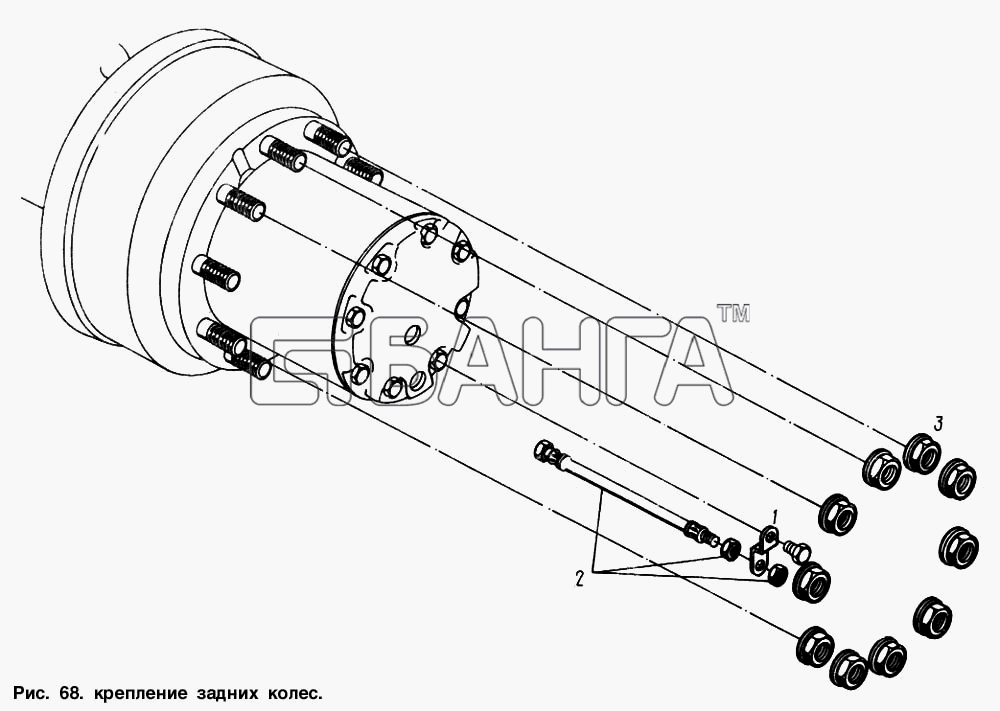 МАЗ МАЗ-64221 Схема Крепление задних колес-101 banga.ua