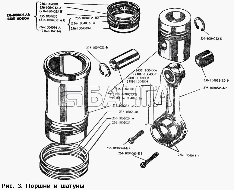 МАЗ МАЗ-54328 Схема Поршни и шатуны-8 banga.ua