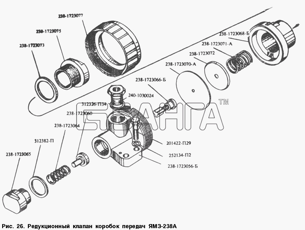 МАЗ МАЗ-54328 Схема Редукционный клапан коробок передач banga.ua