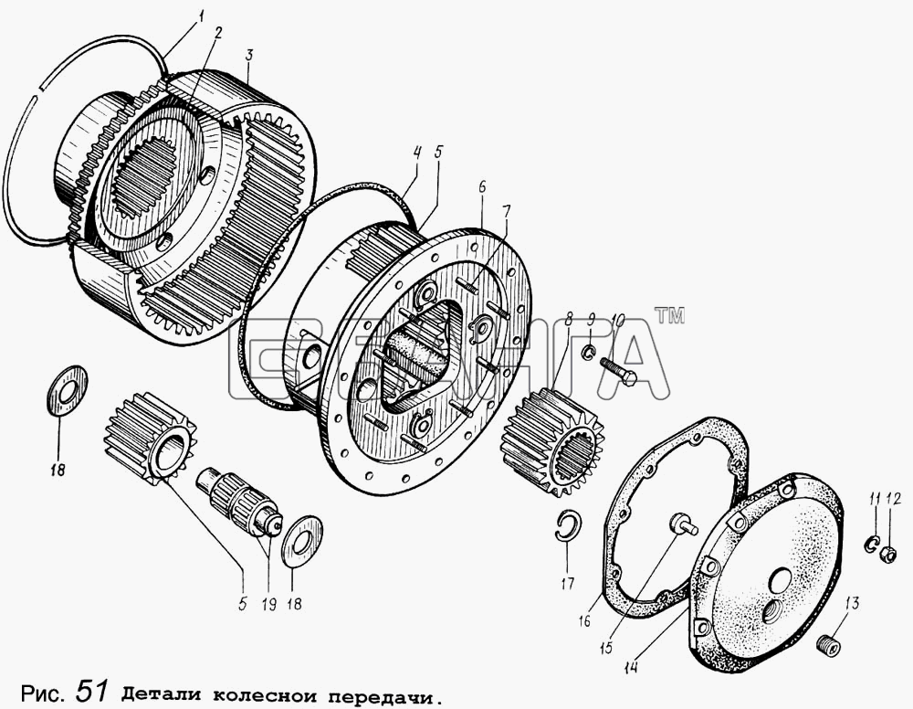 МАЗ МАЗ-5434 Схема Детали колесной передачи-83 banga.ua