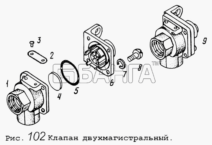 МАЗ МАЗ-64255 Схема Клапан двухмагистральный-149 banga.ua
