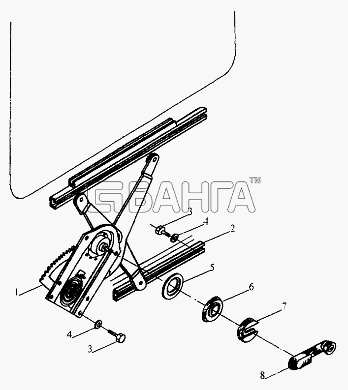 МАЗ МАЗ-5440 Схема Установка стеклоподъемника и ручки banga.ua