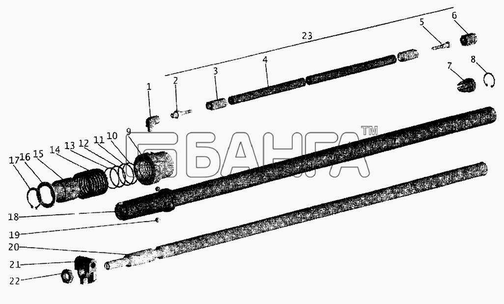 МАЗ МАЗ-5440 Схема Механизм промежуточный 6430-1703325-33 banga.ua