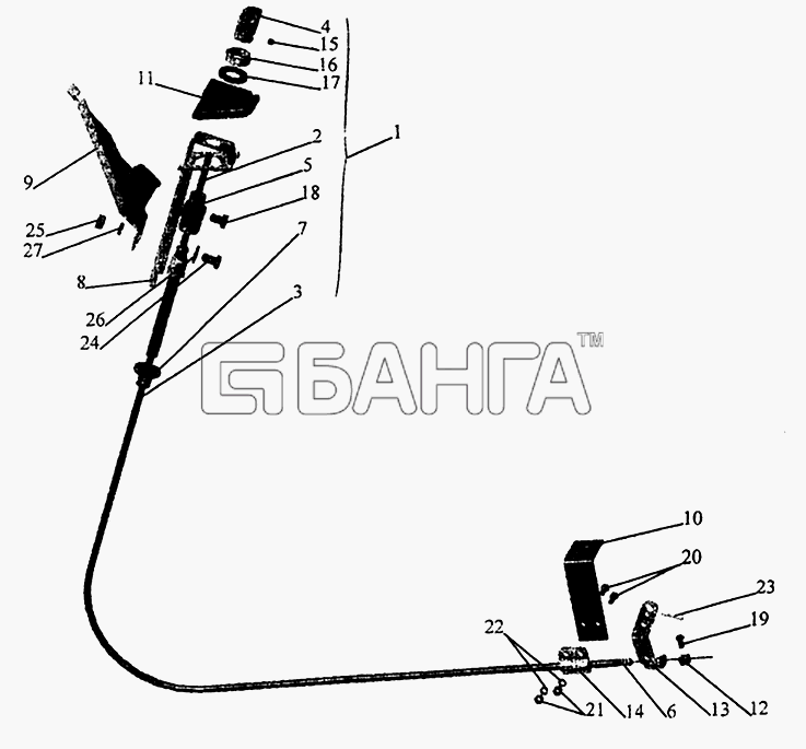 МАЗ МАЗ-5440 Схема Привод останова двигателя-9 banga.ua