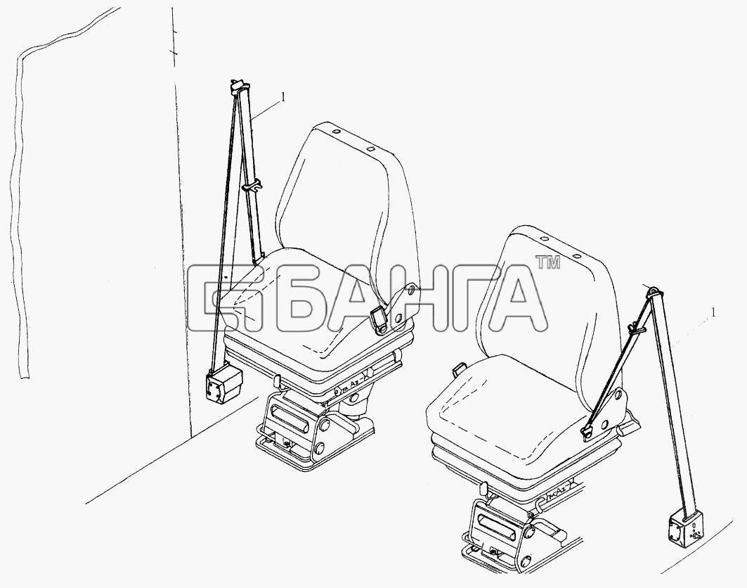 МАЗ МАЗ-544069 Схема Установка ремней безопасности banga.ua