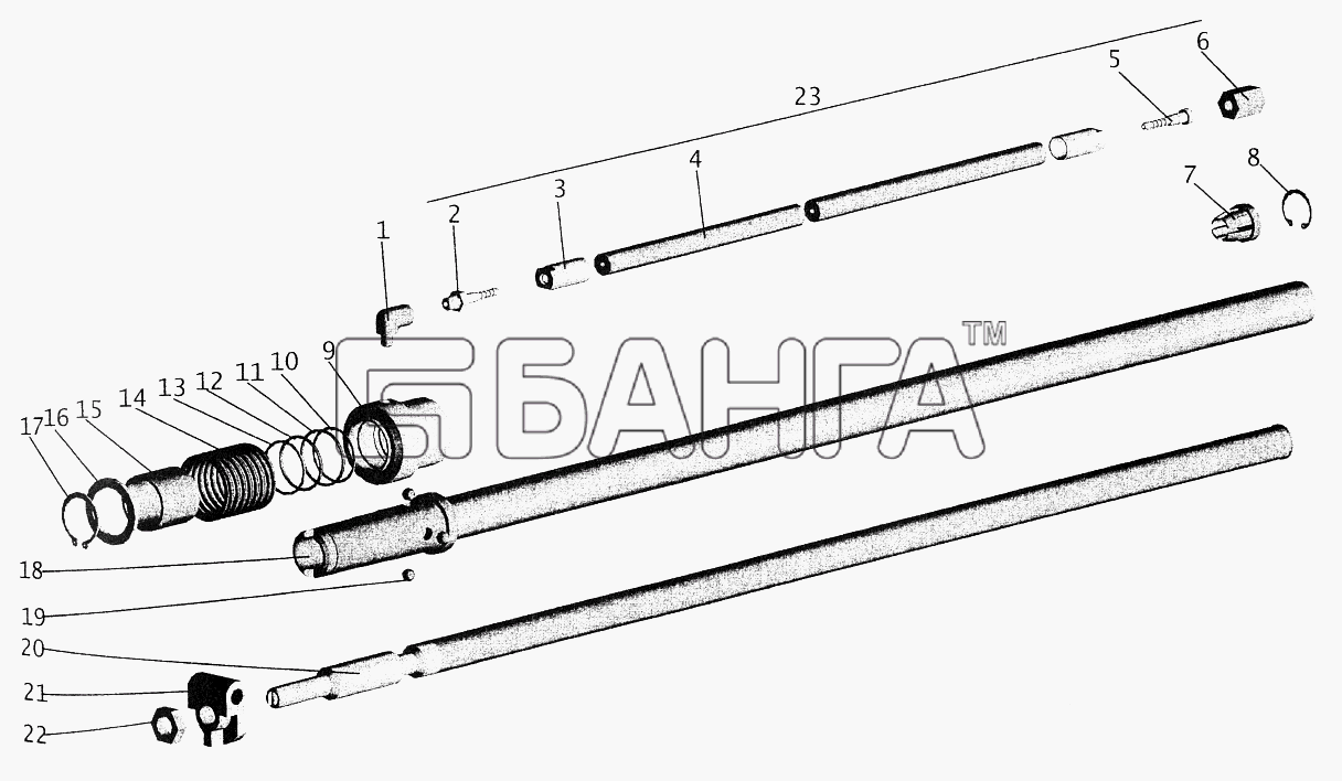 МАЗ МАЗ-544069 Схема Механизм промежуточный 6430-1703325-25 banga.ua
