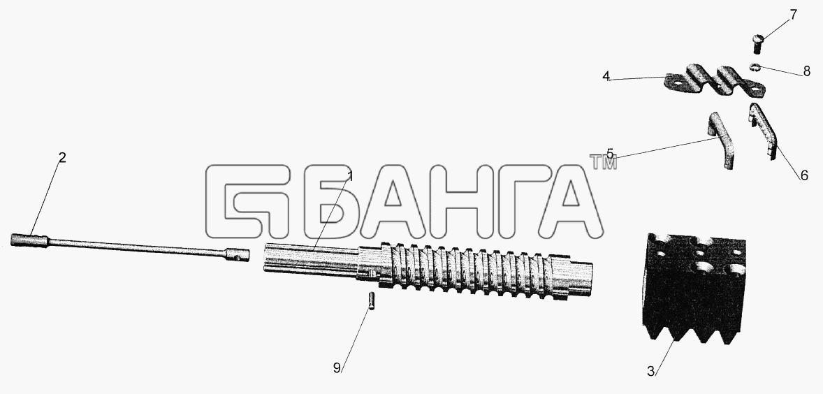МАЗ МАЗ-544069 Схема Винт с гайкой-рейкой 64229-3401030-74 banga.ua