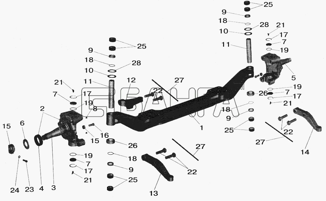 МАЗ МАЗ-5516 (2003) Схема Балка передней оси-115 banga.ua