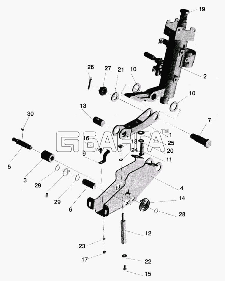 МАЗ МАЗ-5516 (2003) Схема Кронштейн с колонкой-134 banga.ua