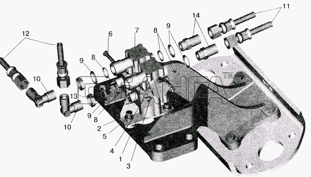 МАЗ МАЗ-5516 (2003) Схема Установка задних модуляторов и banga.ua