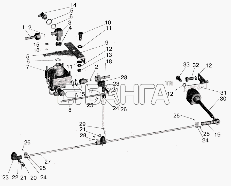 МАЗ МАЗ-5516 (2003) Схема Регулятор тормозных сил с присоединительной