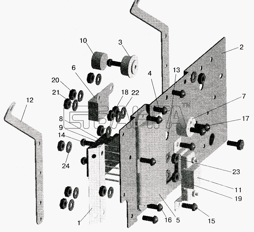 МАЗ МАЗ-5516 (2003) Схема Панель блоков предохранителей и реле-222
