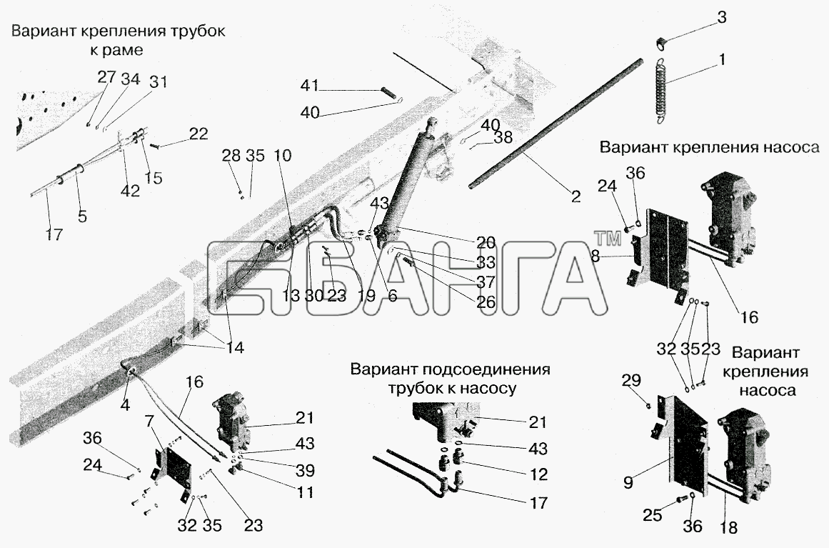 МАЗ МАЗ-5516 (2003) Схема Механизм подъема кабины-246 banga.ua