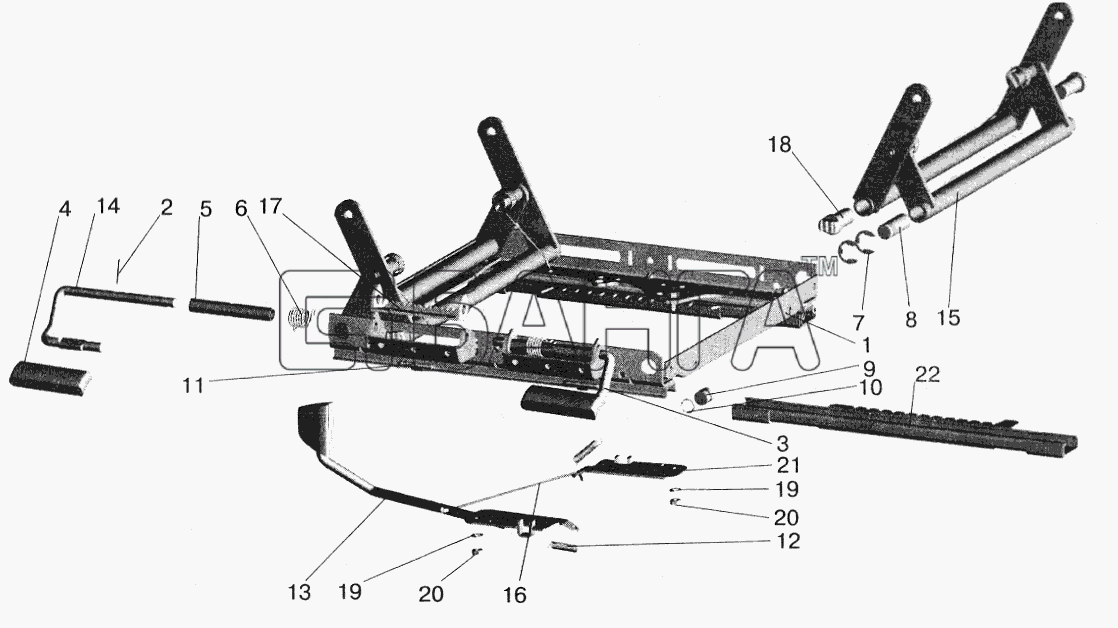МАЗ МАЗ-5516 (2003) Схема Механизм регулирования высоты-253 banga.ua