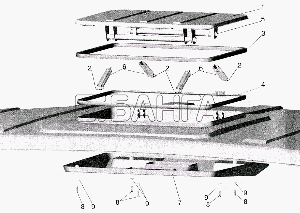 МАЗ МАЗ-5516 (2003) Схема Установка крышки вентиляционного люка-263