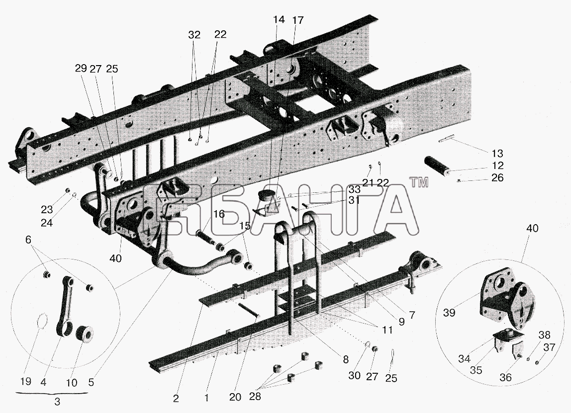МАЗ МАЗ-5516 (2003) Схема Подвеска задняя 5551-2900002-10-112 banga.ua