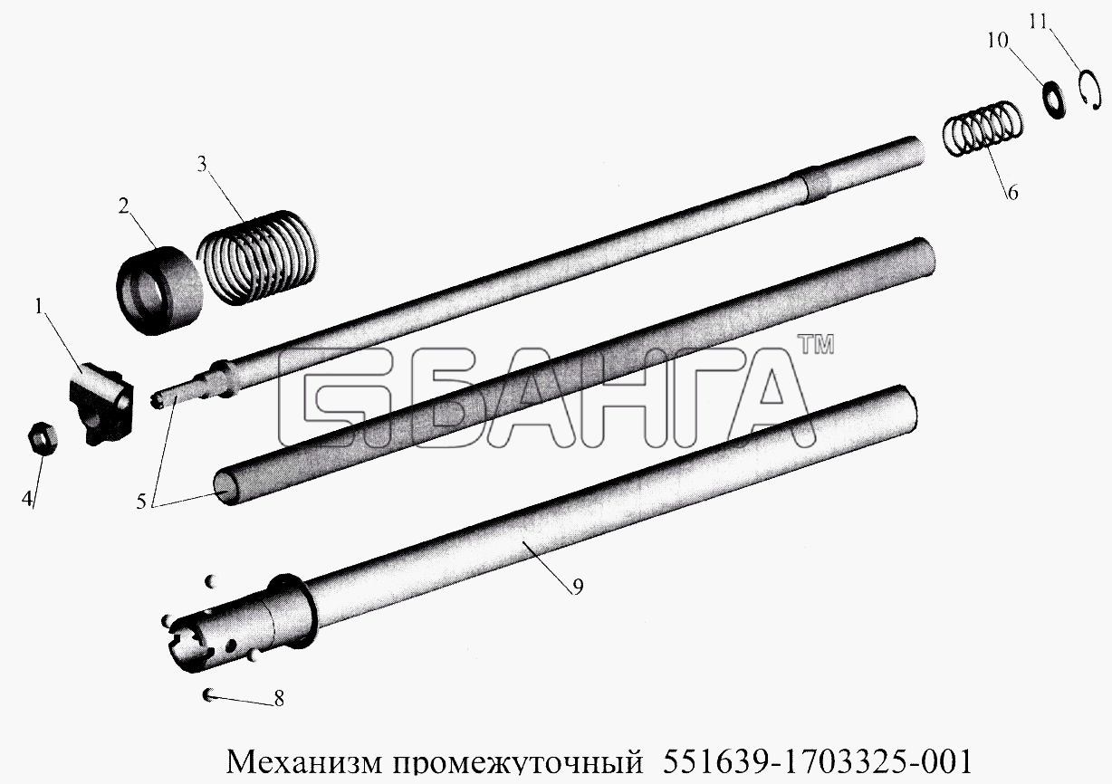 МАЗ МАЗ-5516А5 Схема Механизм промежуточный banga.ua