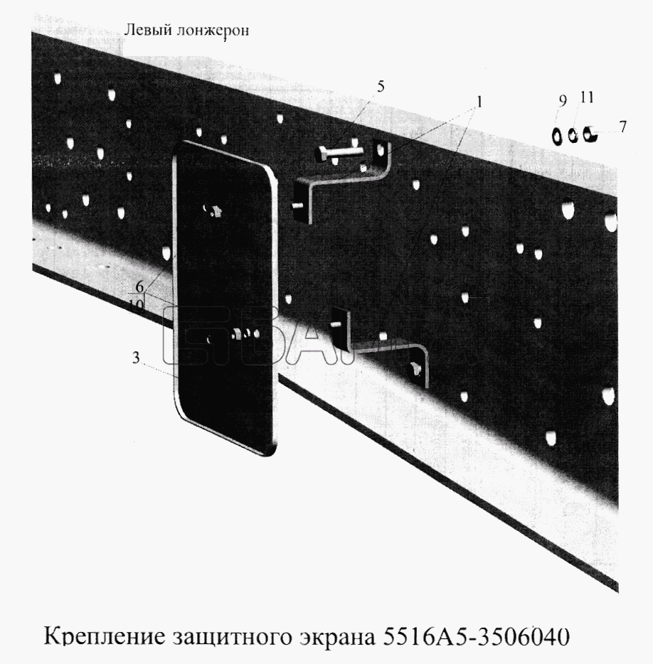 МАЗ МАЗ-5516А5 Схема Крепление защитного экрана banga.ua