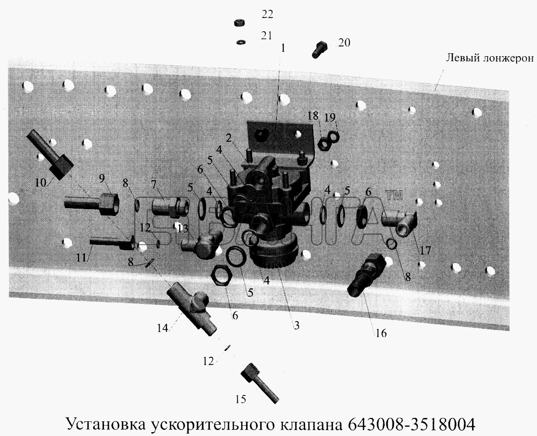 МАЗ МАЗ-5516А5 Схема Установка ускорительного клапана banga.ua