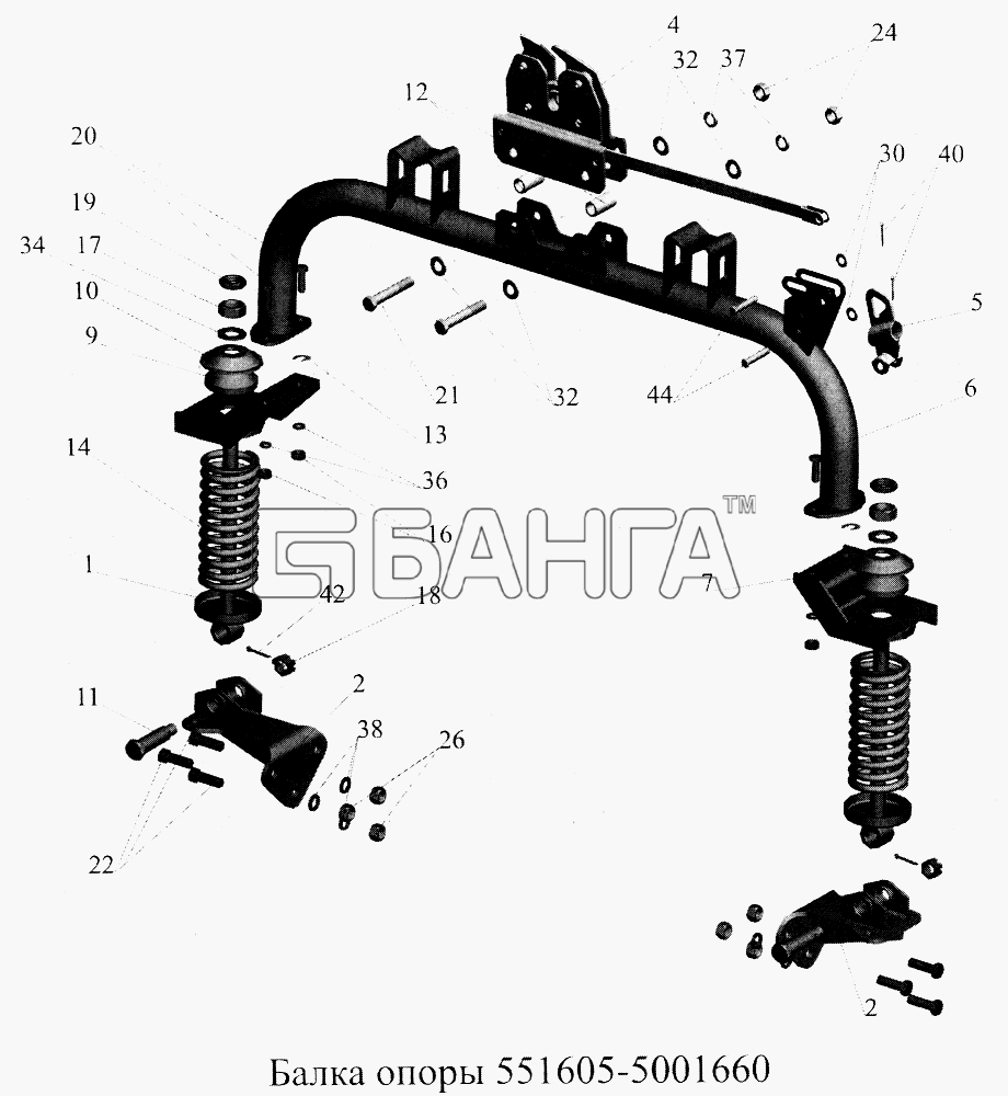 МАЗ МАЗ-5516А5 Схема Балка опоры 551605-5001660-7 banga.ua