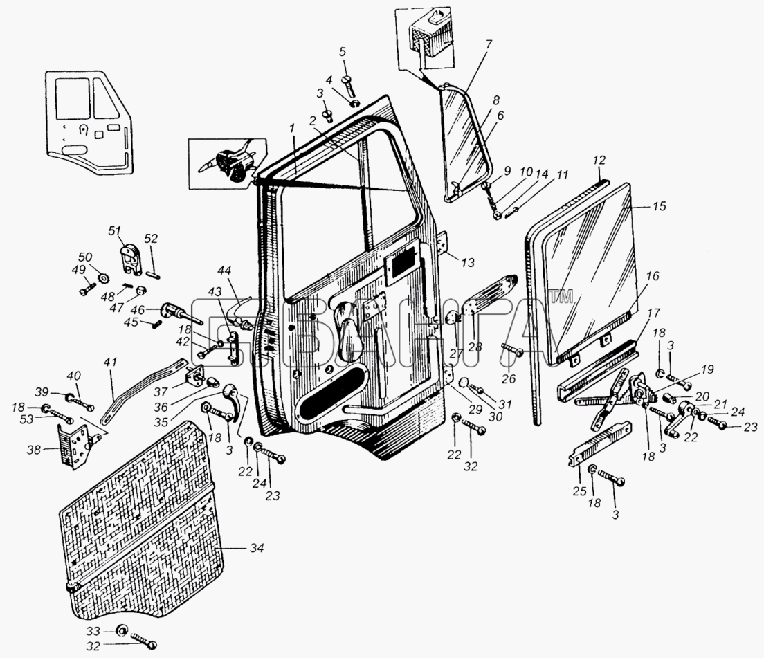 МАЗ МАЗ-5549 Схема Дверь кабины-196 banga.ua