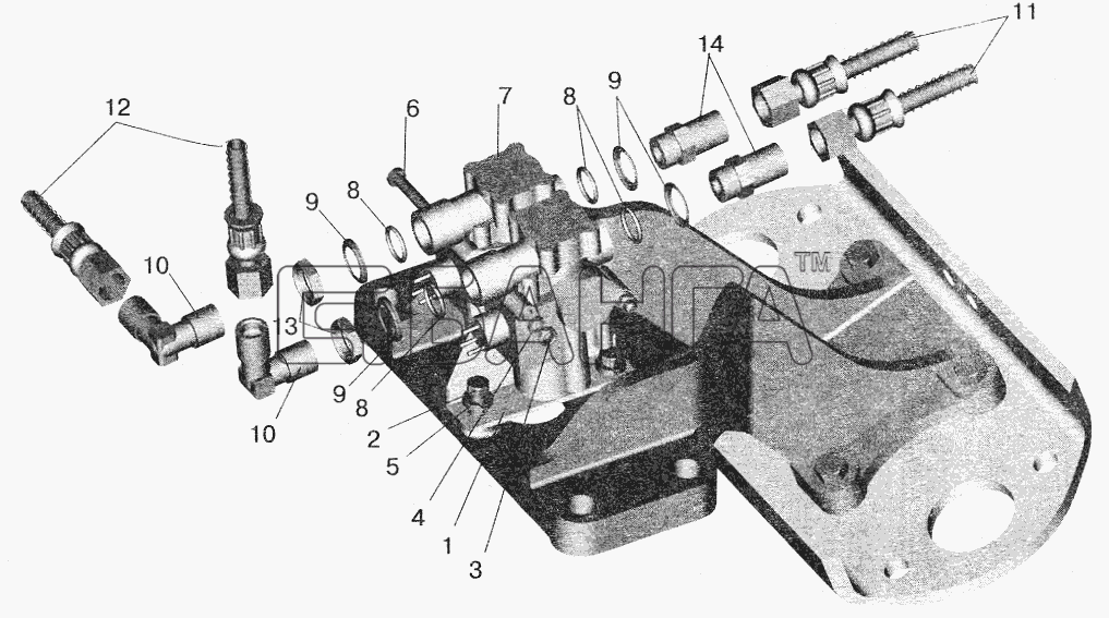 МАЗ МАЗ-5551 (2003) Схема Установка задних модуляторов и banga.ua