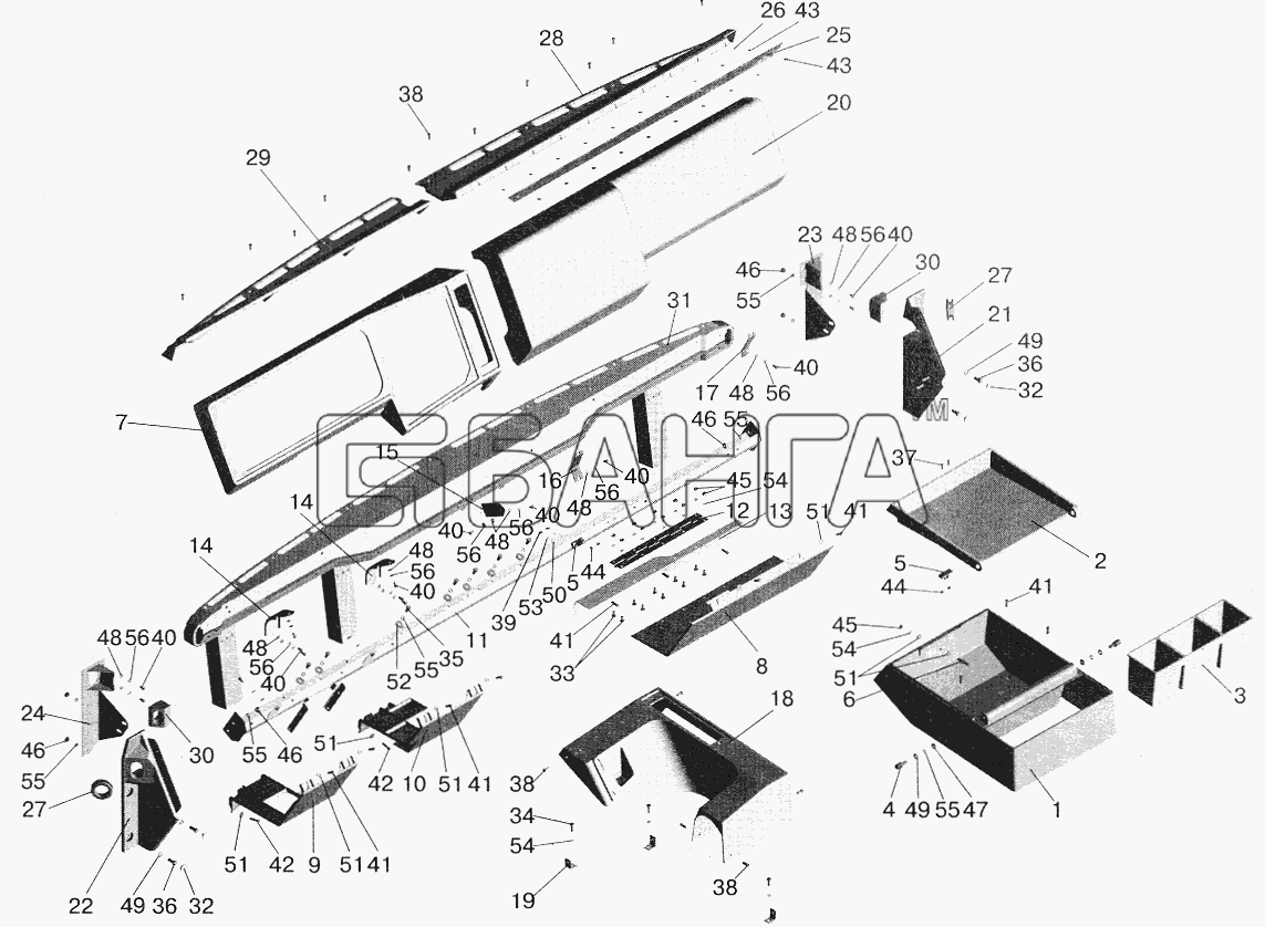 МАЗ МАЗ-5551 (2003) Схема Панель приборов-237 banga.ua
