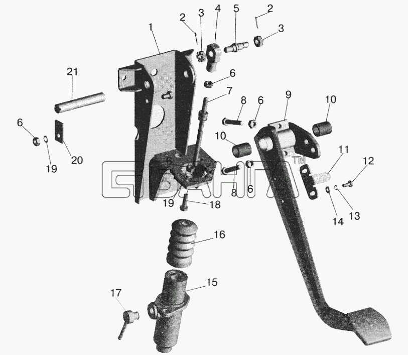 МАЗ МАЗ-5551 (2003) Схема Основание педали-51 banga.ua