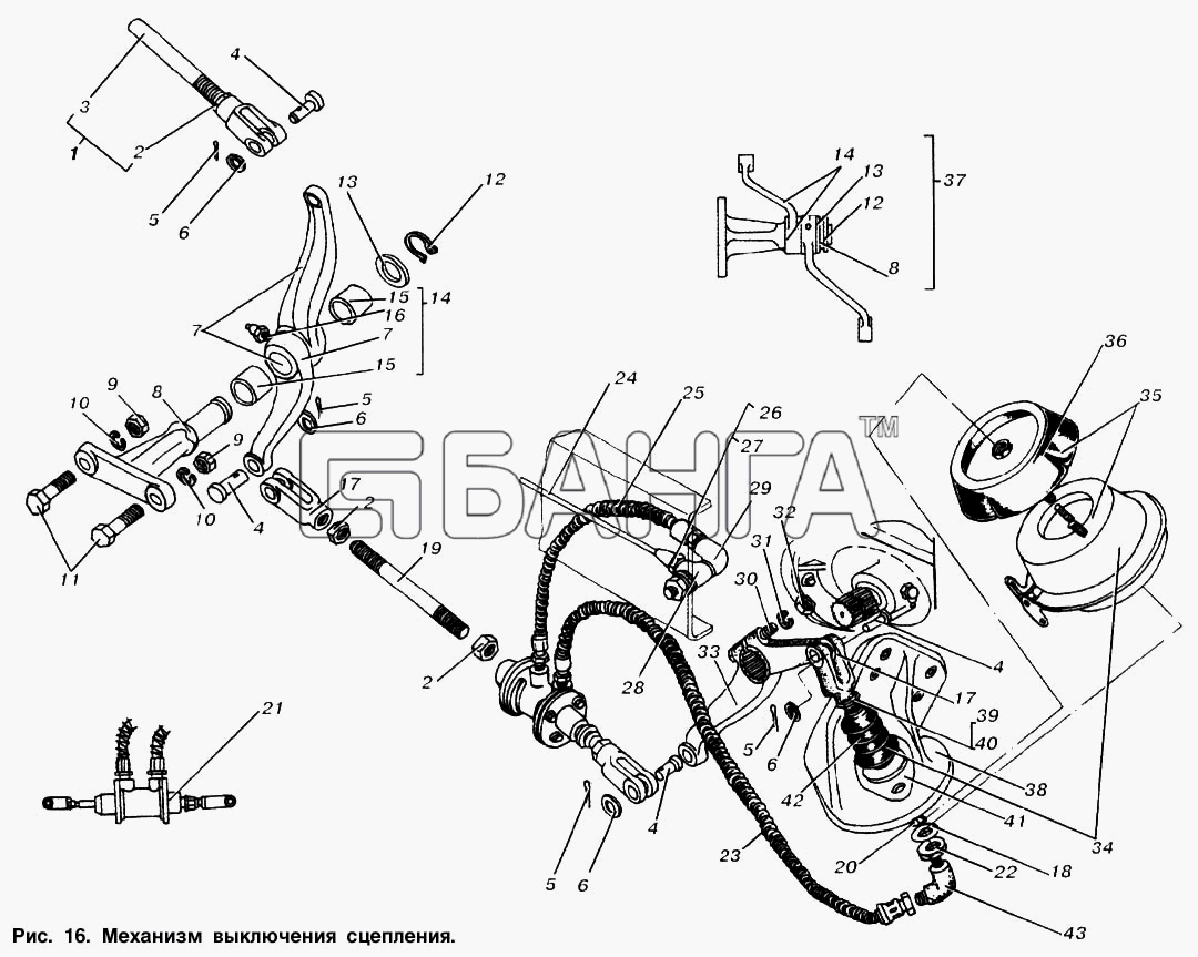 МАЗ МАЗ-53366 Схема Механизм выключения сцепления-61 banga.ua