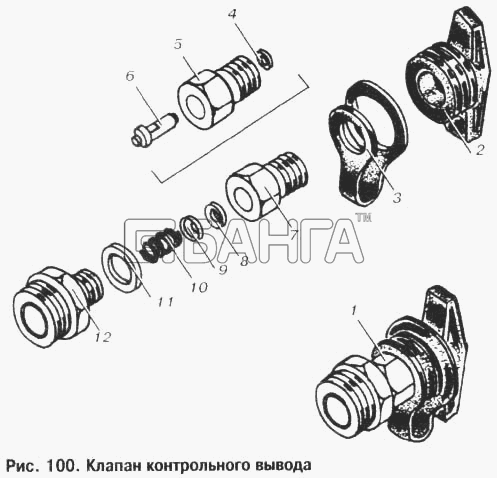 МАЗ МАЗ-53363 Схема Клапан контрольного вывода-157 banga.ua