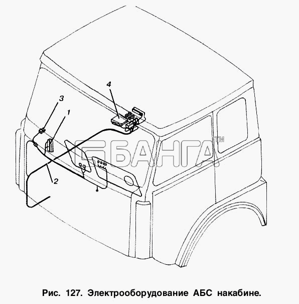 МАЗ МАЗ-53363 Схема Электрооборудование АБС на кабине-187 banga.ua